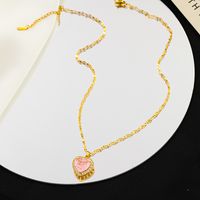 1 Piece Simple Style Water Droplets Alloy Titanium Steel Inlay Rhinestones Women's Pendant Necklace main image 5