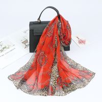 Women's Fashion Leopard Chiffon Printing Silk Scarves sku image 2