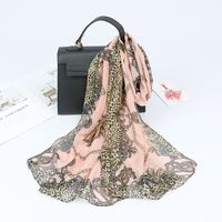 Women's Fashion Leopard Chiffon Printing Silk Scarves sku image 1