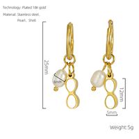 1 Pair Fashion Oval Stainless Steel Freshwater Pearl Pearl Plating Inlay Shell Drop Earrings sku image 1