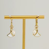 1 Pair Fashion Sector Stainless Steel Pearl Plating Inlay Shell Drop Earrings main image 5