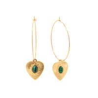 1 Pair Fashion Heart Shape Stainless Steel Plating Inlay Malachite Drop Earrings main image 3