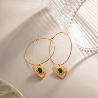 1 Pair Fashion Heart Shape Stainless Steel Plating Inlay Malachite Drop Earrings main image 9