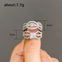 1 Set Fashion Geometric Copper Inlay Zircon Rings main image 5