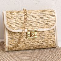 Women's Straw Solid Color Vacation Square Flip Cover Square Bag sku image 2