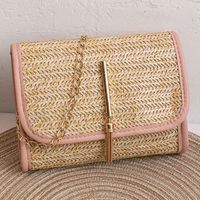 Women's Straw Solid Color Vacation Square Flip Cover Square Bag sku image 5