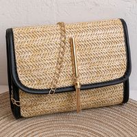 Women's Straw Solid Color Vacation Square Flip Cover Square Bag sku image 3