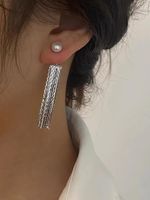 1 Pair Simple Style Tassel Metal Plating Artificial Pearls Women's Drop Earrings sku image 2