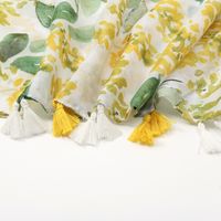 Women's Sweet Flower Cotton And Linen Tassel Silk Scarves main image 5