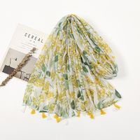 Women's Sweet Flower Cotton And Linen Tassel Silk Scarves main image 4