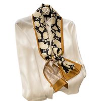 Women's Fashion Flower Satin Silk Scarves main image 3