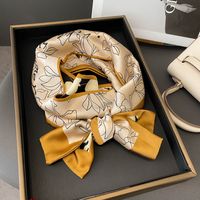 Women's Fashion Flower Satin Silk Scarves main image 5