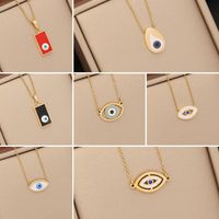 1 Piece Fashion Devil's Eye Stainless Steel Enamel Hollow Out Inlay Zircon Pendant Necklace main image 1