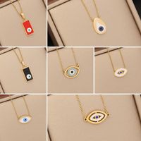 1 Piece Fashion Devil's Eye Stainless Steel Enamel Hollow Out Inlay Zircon Pendant Necklace main image 10