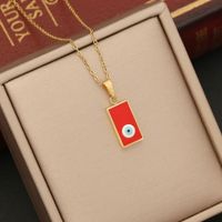 1 Piece Fashion Devil's Eye Stainless Steel Enamel Hollow Out Inlay Zircon Pendant Necklace main image 8