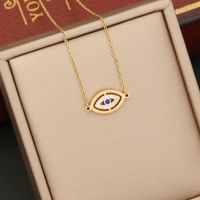 1 Piece Fashion Devil's Eye Stainless Steel Enamel Hollow Out Inlay Zircon Pendant Necklace main image 5