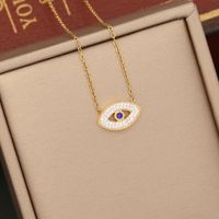 1 Piece Fashion Devil's Eye Stainless Steel Enamel Hollow Out Inlay Zircon Pendant Necklace main image 4