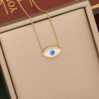 1 Piece Fashion Devil's Eye Stainless Steel Enamel Hollow Out Inlay Zircon Pendant Necklace main image 6