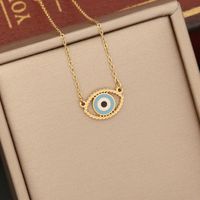 1 Piece Fashion Devil's Eye Stainless Steel Enamel Hollow Out Inlay Zircon Pendant Necklace main image 3