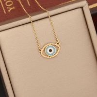 1 Piece Fashion Devil's Eye Stainless Steel Enamel Hollow Out Inlay Zircon Pendant Necklace sku image 6