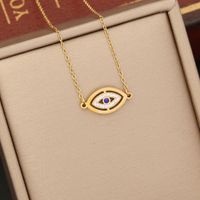 1 Piece Fashion Devil's Eye Stainless Steel Enamel Hollow Out Inlay Zircon Pendant Necklace main image 2