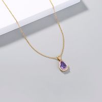 1 Piece Fashion Water Droplets Copper Inlay Zircon Pendant Necklace main image 2