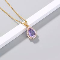 1 Piece Fashion Water Droplets Copper Inlay Zircon Pendant Necklace main image 1