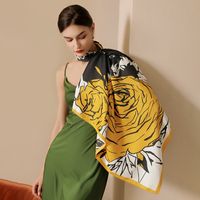 Women's Retro Color Block Satin Silk Scarves main image 4