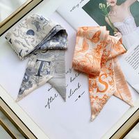 Women's Bohemian Letter Satin Printing Silk Scarves main image 5