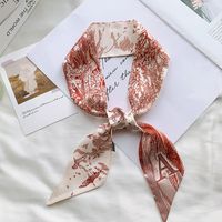 Women's Bohemian Letter Satin Printing Silk Scarves sku image 1