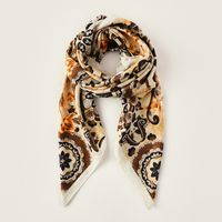 Women's Fashion Leopard Satin Printing Silk Scarves sku image 2
