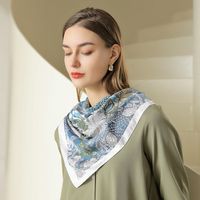 Women's Fashion Color Block Polyester Printing Silk Scarves main image 5