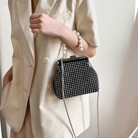Women's Small Spring&summer Pu Leather Solid Color Elegant Pearls Square Lock Clasp Dome Bag main image 5