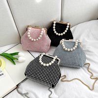 Women's Small Spring&summer Pu Leather Solid Color Elegant Pearls Square Lock Clasp Dome Bag main image 1