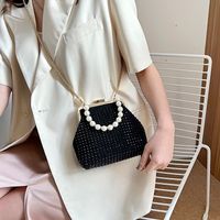 Women's Small Spring&summer Pu Leather Solid Color Elegant Pearls Square Lock Clasp Dome Bag main image 3