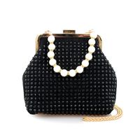 Women's Small Spring&summer Pu Leather Solid Color Elegant Pearls Square Lock Clasp Dome Bag main image 2