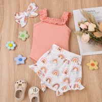 Cute Rainbow Printing Cotton Girls Clothing Sets main image 3