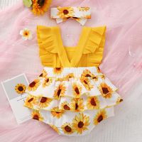 Cute Sunflower Printing Polyester Baby Rompers main image 2