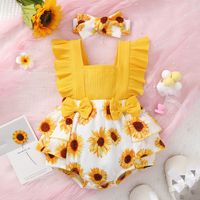 Cute Sunflower Printing Polyester Baby Rompers main image 1