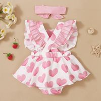 Cute Heart Shape Flower Printing Polyester Girls Dresses main image 2