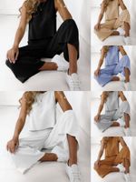 Women's Casual Solid Color Cotton Blend Patchwork Pants Sets main image 1