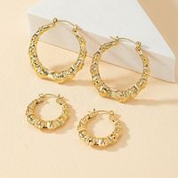 2 Pairs Fashion Round Bamboo Alloy Plating Women's Hoop Earrings main image 5