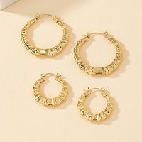 2 Pairs Fashion Round Bamboo Alloy Plating Women's Hoop Earrings main image 1