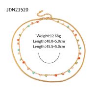 1 Piece Fashion Round Stainless Steel Beaded Plating Layered Necklaces main image 2