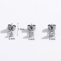 1 Pair Simple Style Round Stainless Steel Inlaid Zircon Ear Studs main image 5