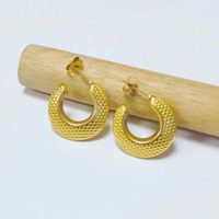 1 Pair Retro Geometric Titanium Steel Plating Hoop Earrings sku image 3