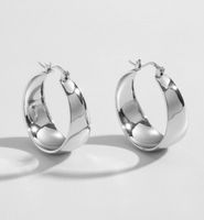 1 Pair Simple Style Geometric Stainless Steel Metal Hoop Earrings sku image 1
