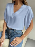 Women's Blouse Half Sleeve T-shirts Patchwork Lace Fashion Solid Color main image 2