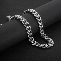 Independent Station Foreign Trade Supply One Piece Dropshipping European And American Fashion Rock Thick Type Titanium Steel Men's Cuban Bracelet Necklace main image 8