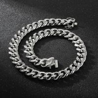 Independent Station Foreign Trade Supply One Piece Dropshipping European And American Fashion Rock Thick Type Titanium Steel Men's Cuban Bracelet Necklace main image 6
